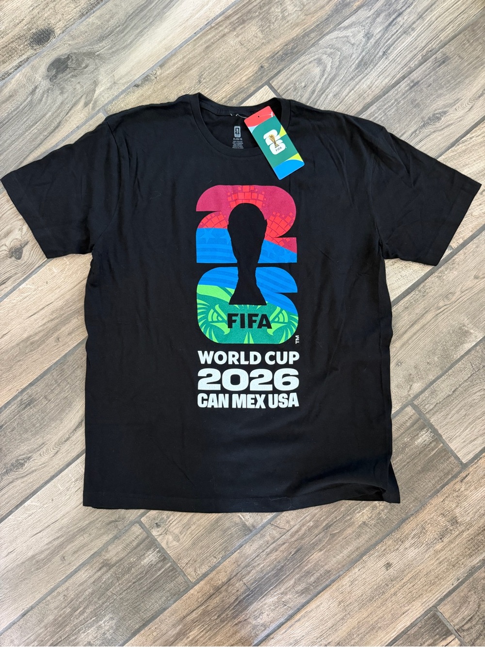 FIFA World Cup 2026 Official Logo T-Shirt Black XL NWT Canada Mexico USA